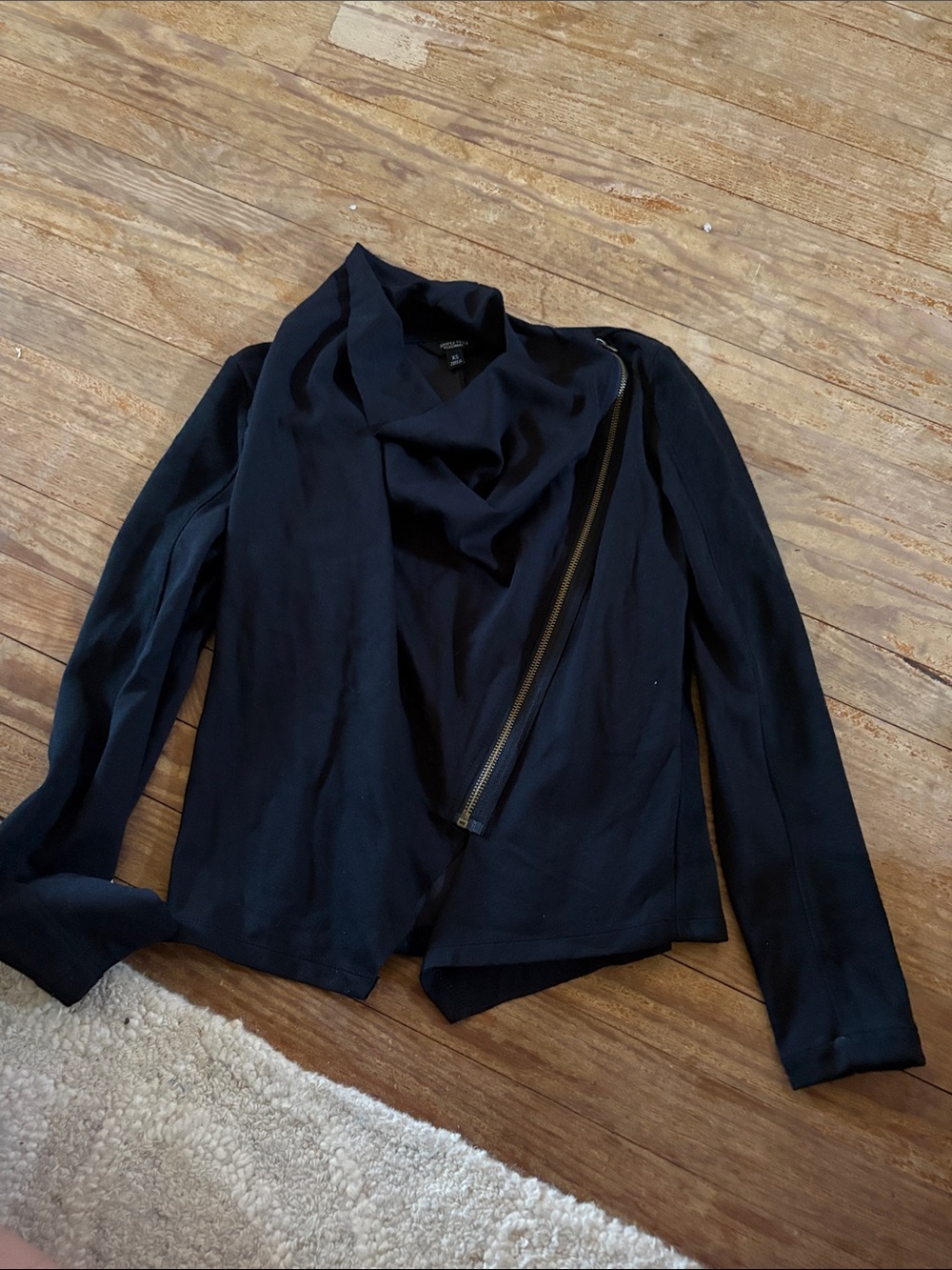 Simply Vera Vera Wang Black Draped Asymmetric Zip Blazer